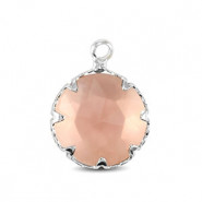 Colgante de cristal 13mm Rosa-plateado